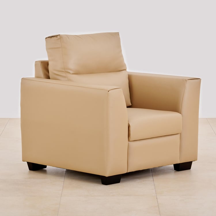 Ellora Faux Leather 1-Seater Sofa - Beige