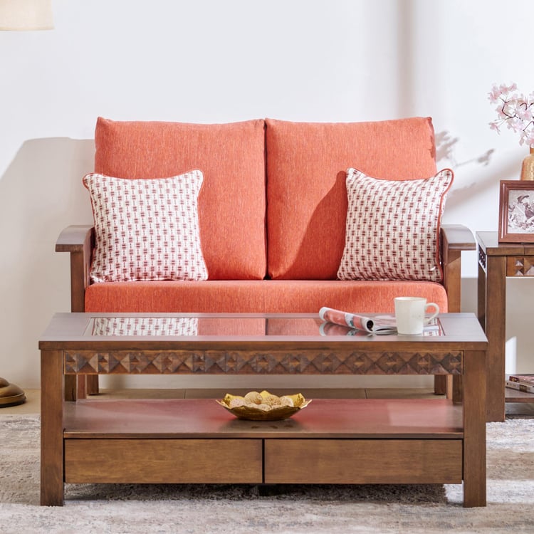 Abby Fabric 2-Seater Sofa with Cushions - Orange