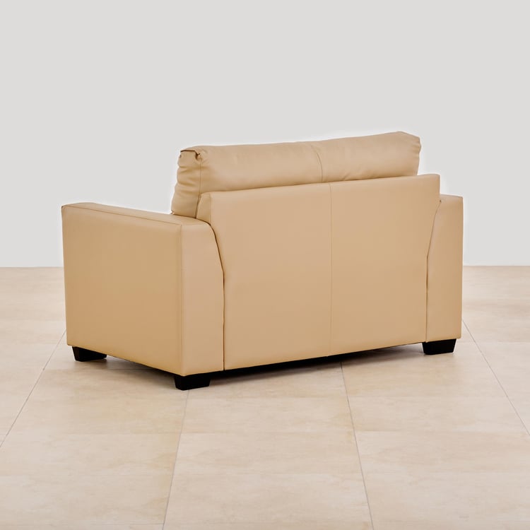 Ellora Faux Leather 2-Seater Sofa - Beige