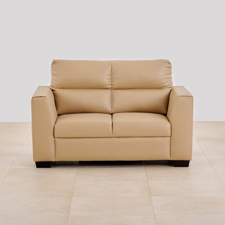 Ellora Faux Leather 2-Seater Sofa - Beige