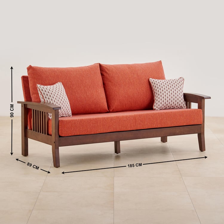 Abby Fabric 3-Seater Sofa with Cushions - Orange