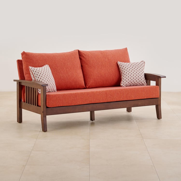 Abby Fabric 3-Seater Sofa with Cushions - Orange