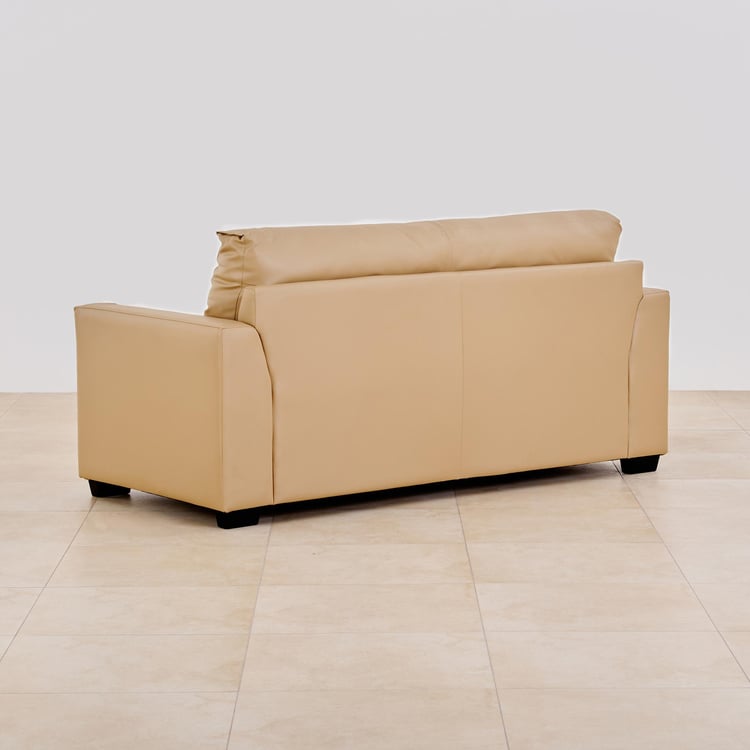 Ellora Faux Leather 3-Seater Sofa - Beige