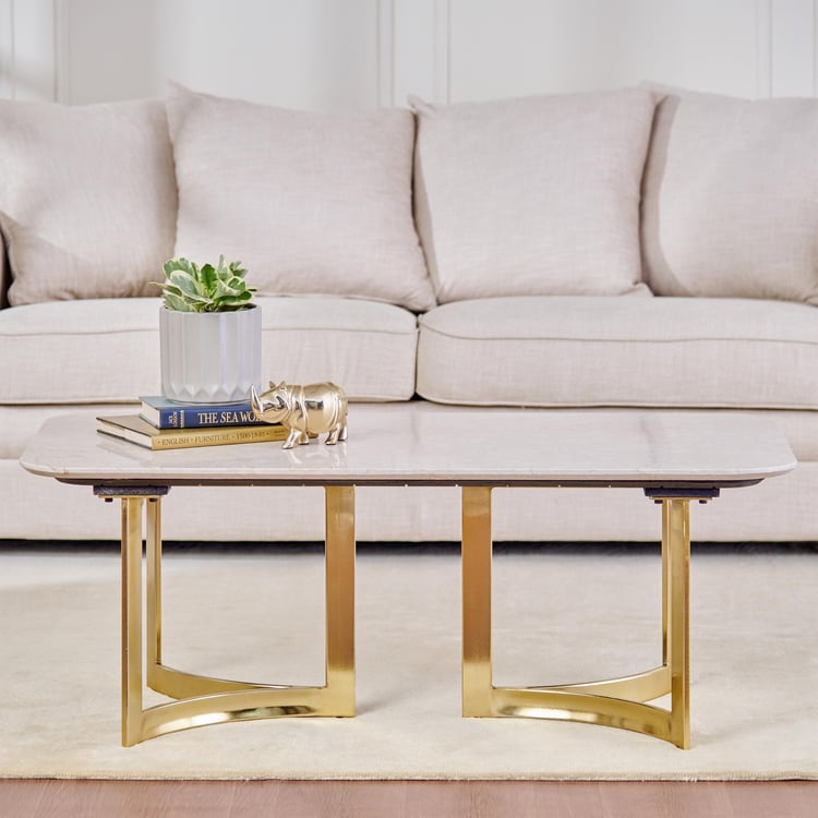 Vogue Cara Marble Top Coffee Table - Beige