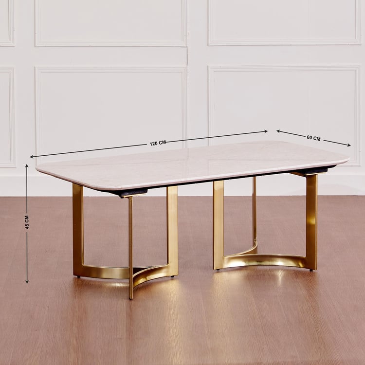 Vogue Cara Marble Top Coffee Table - Beige