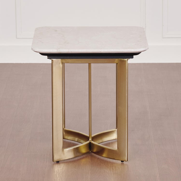 Vogue Cara Marble Top End Table - Gold