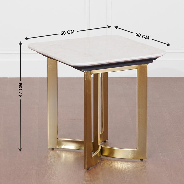 Vogue Cara Marble Top End Table - Gold