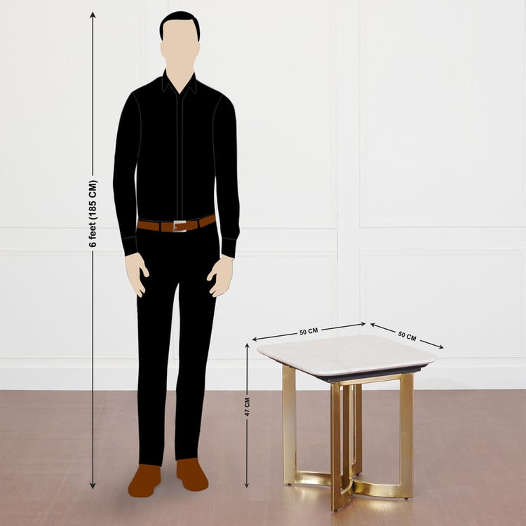 Vogue Cara Marble Top End Table - Gold