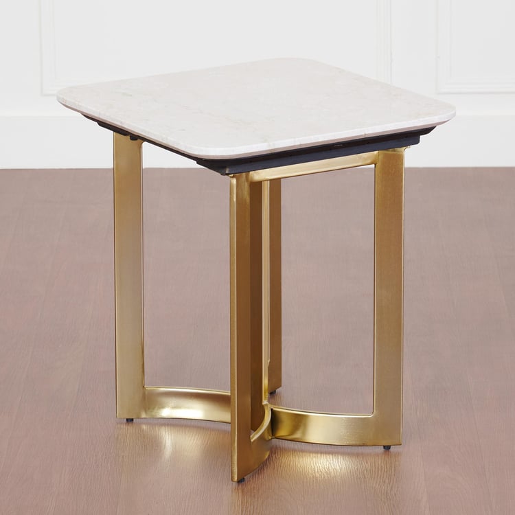 Vogue Cara Marble Top End Table - Gold