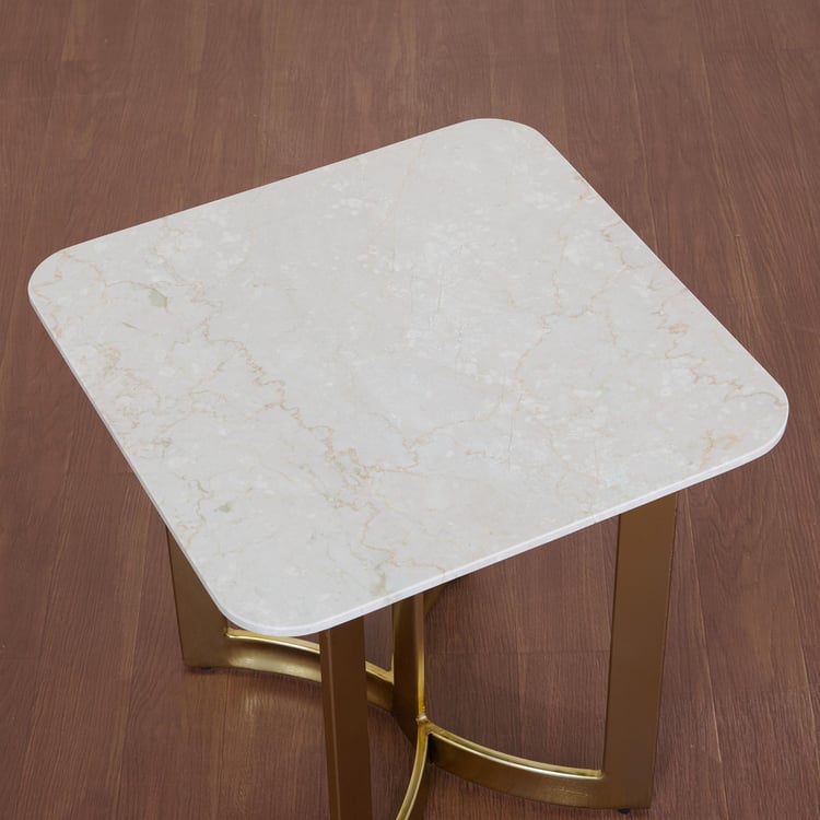 Vogue Cara Marble Top End Table - Gold