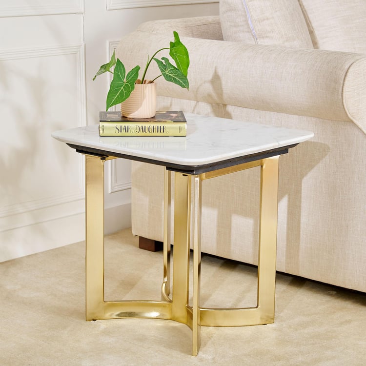 Vogue Atiana Marble Top End Table - White