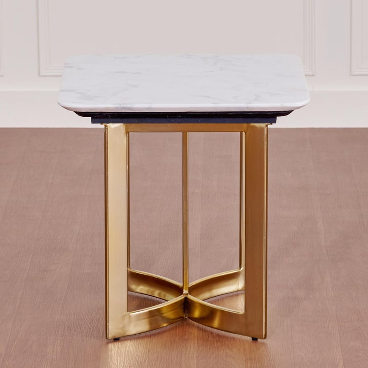 Vogue Atiana Marble Top End Table - White