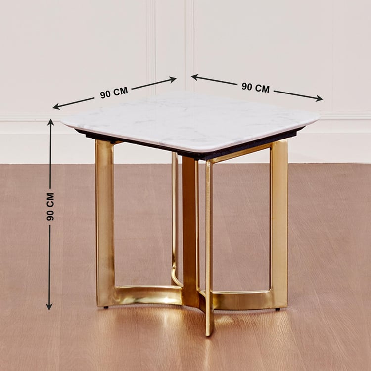 Vogue Atiana Marble Top End Table - White