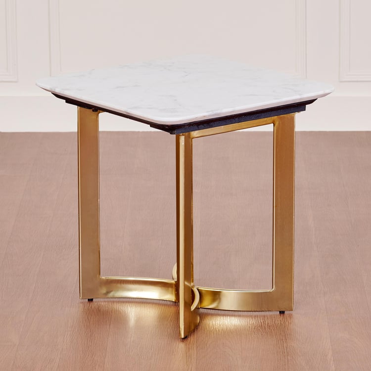 Vogue Atiana Marble Top End Table - White