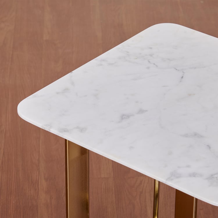 Vogue Atiana Marble Top End Table - White