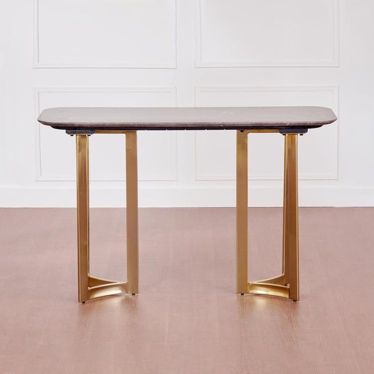 Vogue Anika Marble Top Console Table - Brown and Gold