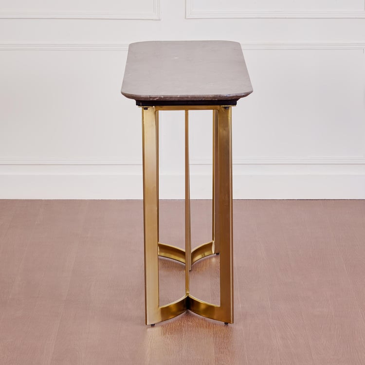 Vogue Anika Marble Top Console Table - Brown and Gold