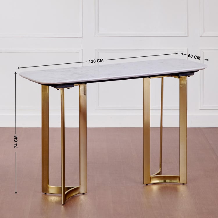 Vogue Ariana Marble Top Console Table - White and Gold