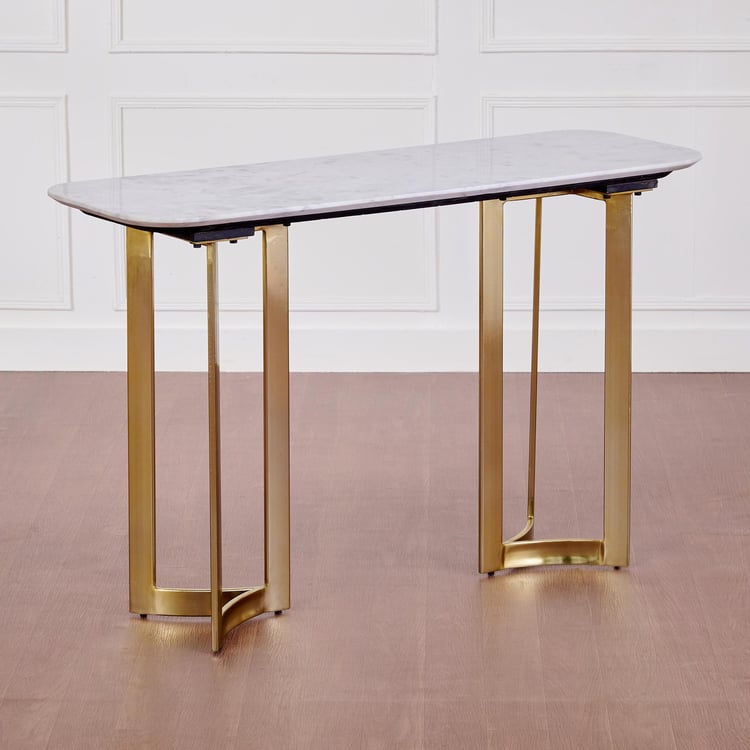 Vogue Ariana Marble Top Console Table - White and Gold