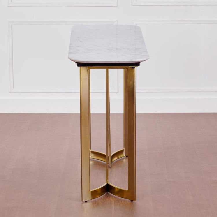 Vogue Ariana Marble Top Console Table - White and Gold