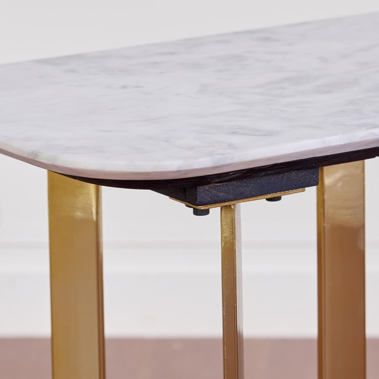 Vogue Ariana Marble Top Console Table - White and Gold