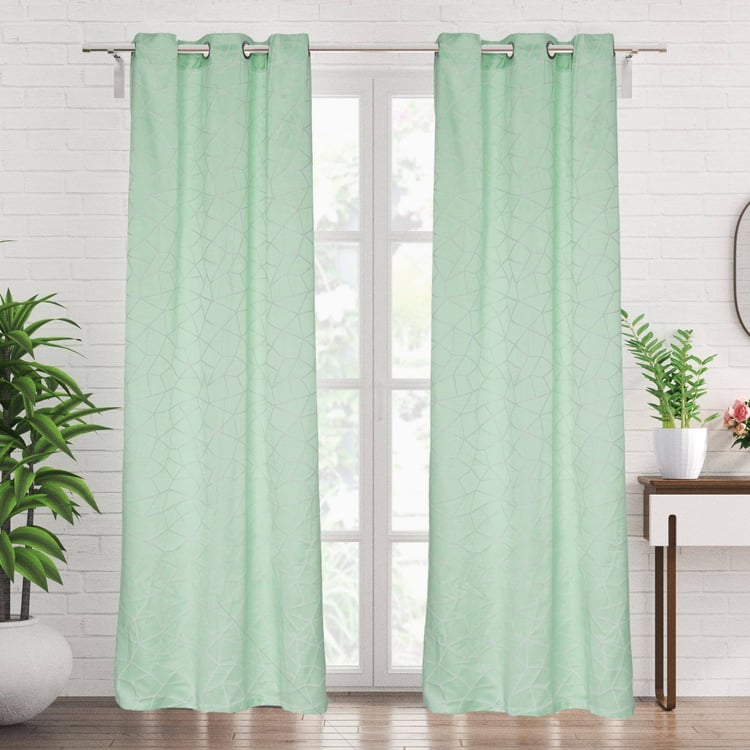 Jade Set of 2 Jacquard Light Filtering Door Curtains - 7ft