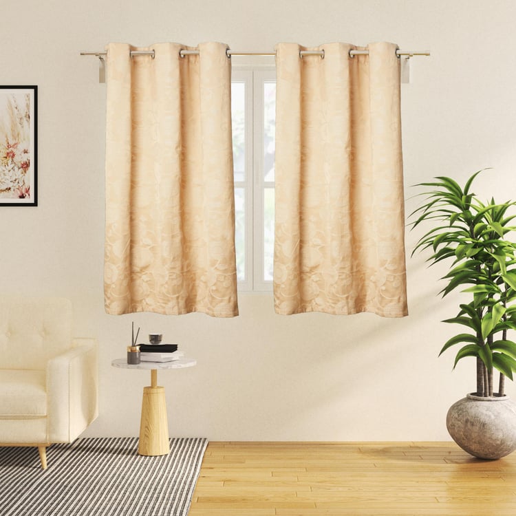 Jade Set of 2 Jacquard Light Filtering Window Curtains - 5ft
