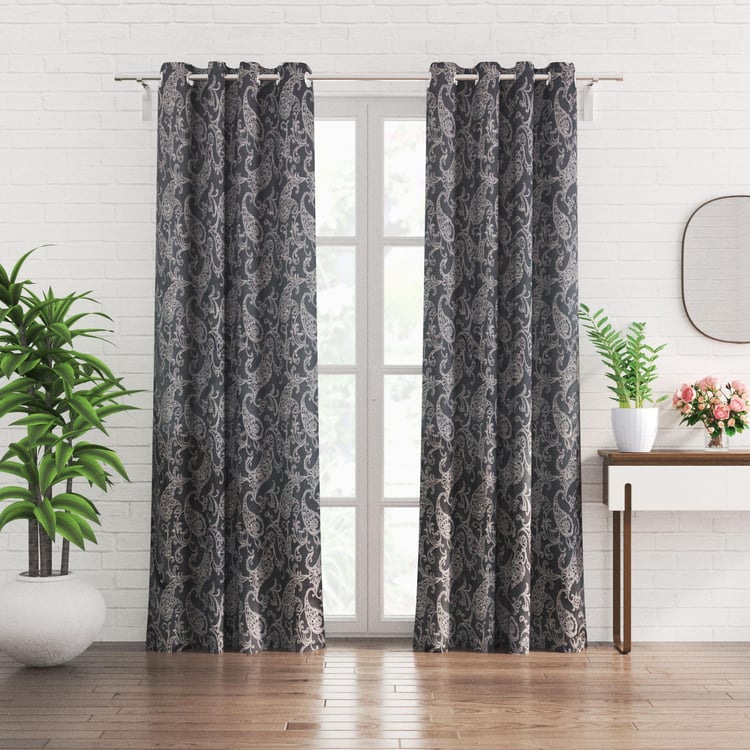 Jade Set of 2 Jacquard Light Filtering Door Curtains - 7ft