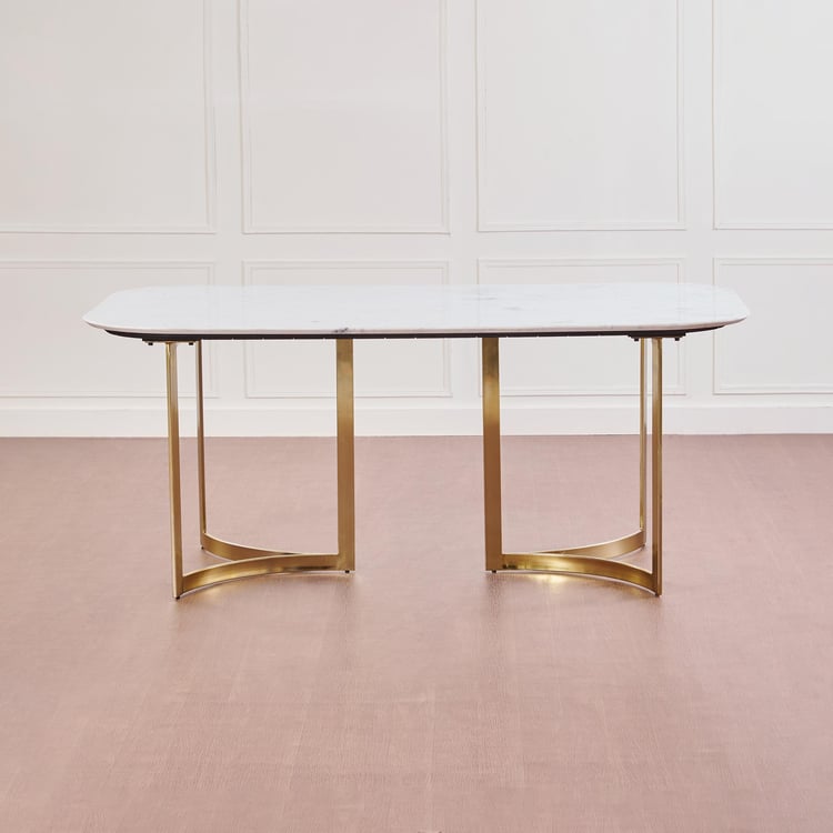 Vogue Ariana Banswada Marble Top 6-Seater Dining Table - White