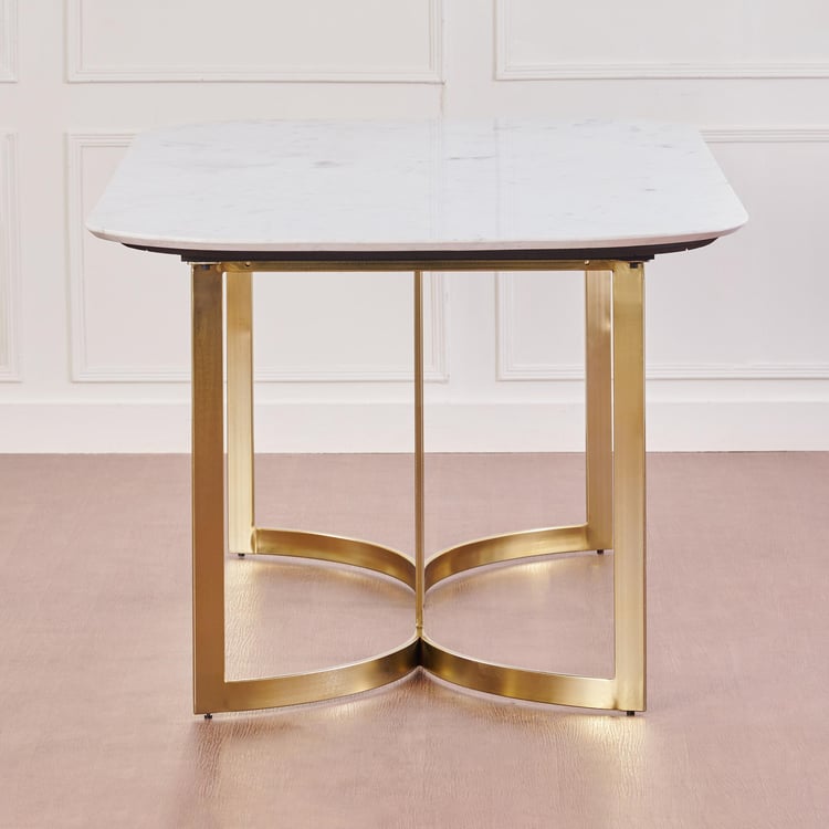 Vogue Ariana Banswada Marble Top 6-Seater Dining Table - White