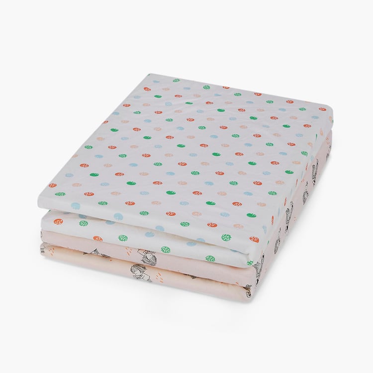 PORTICO Little Peaches Cotton 2Pcs Infant Fitted Bedsheet Set