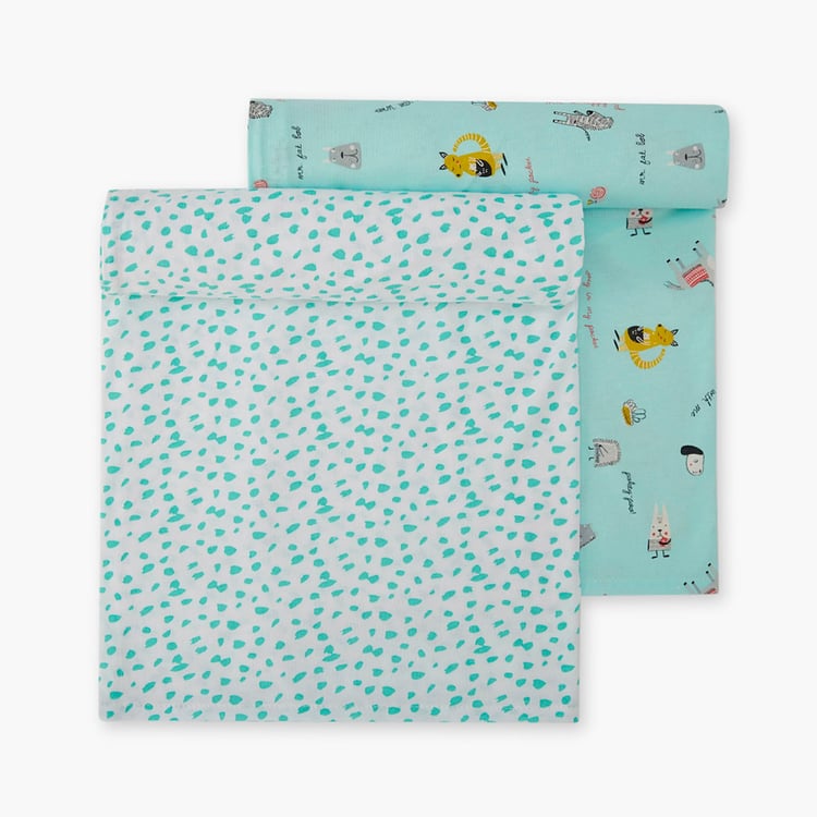 PORTICO Little Peaches Cotton Set of 2 Printed Swaddles