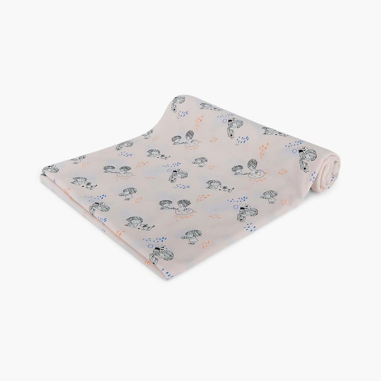 PORTICO Little Peaches Cotton Set of 2 Printed Swaddles