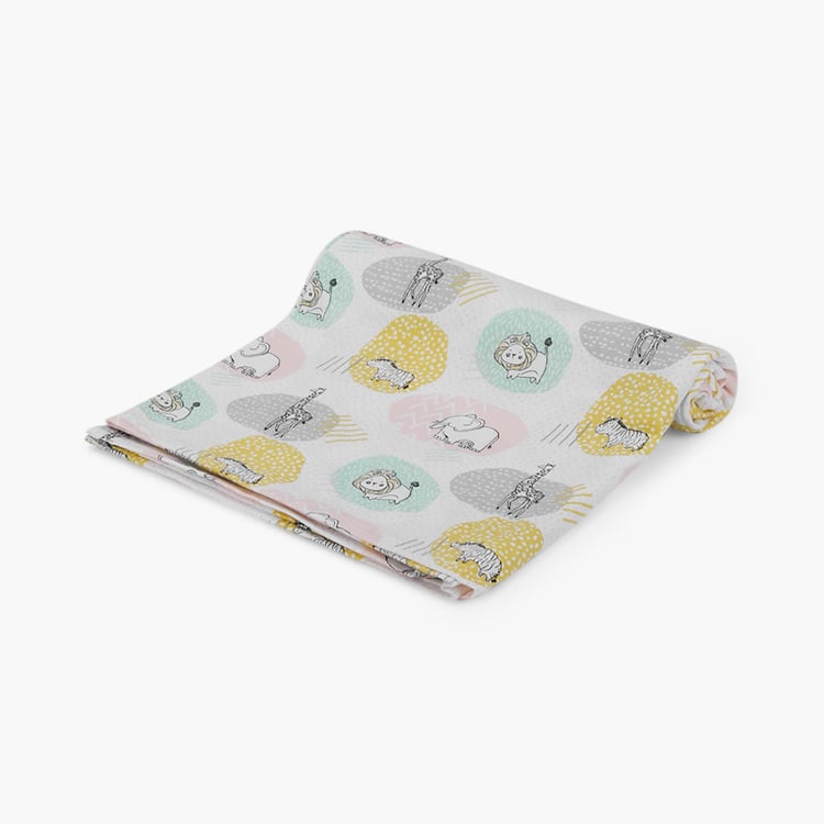 PORTICO Little Peaches Cotton Set of 4 Printed Swaddles