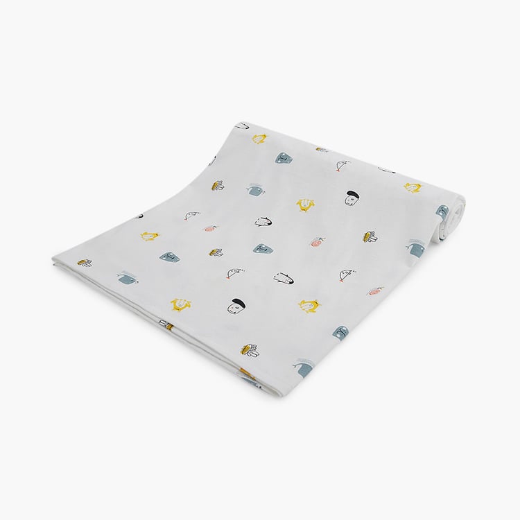 PORTICO Little Peaches Cotton Set of 4 Printed Swaddles