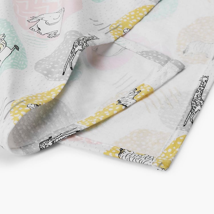 PORTICO Little Peaches Cotton Set of 4 Printed Swaddles