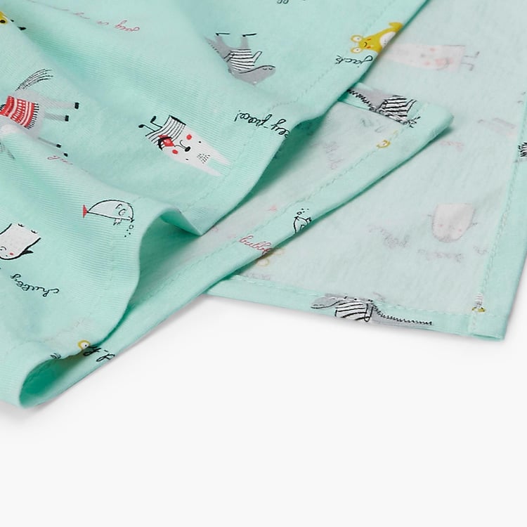 PORTICO Little Peaches Cotton Set of 4 Printed Swaddles