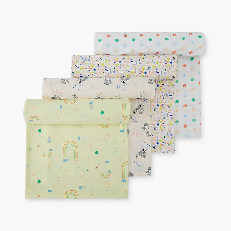 PORTICO Little Peaches Cotton Set of 4 Printed Swaddles