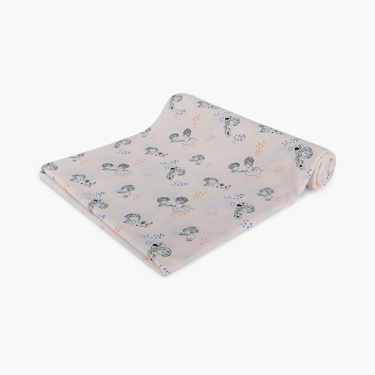 PORTICO Little Peaches Cotton Set of 4 Printed Swaddles