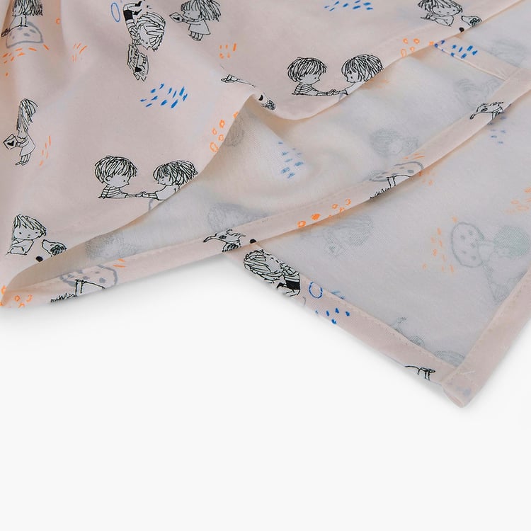 PORTICO Little Peaches Cotton Set of 4 Printed Swaddles