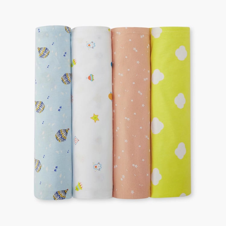 PORTICO Little Peaches Cotton Set of 4 Printed Swaddles