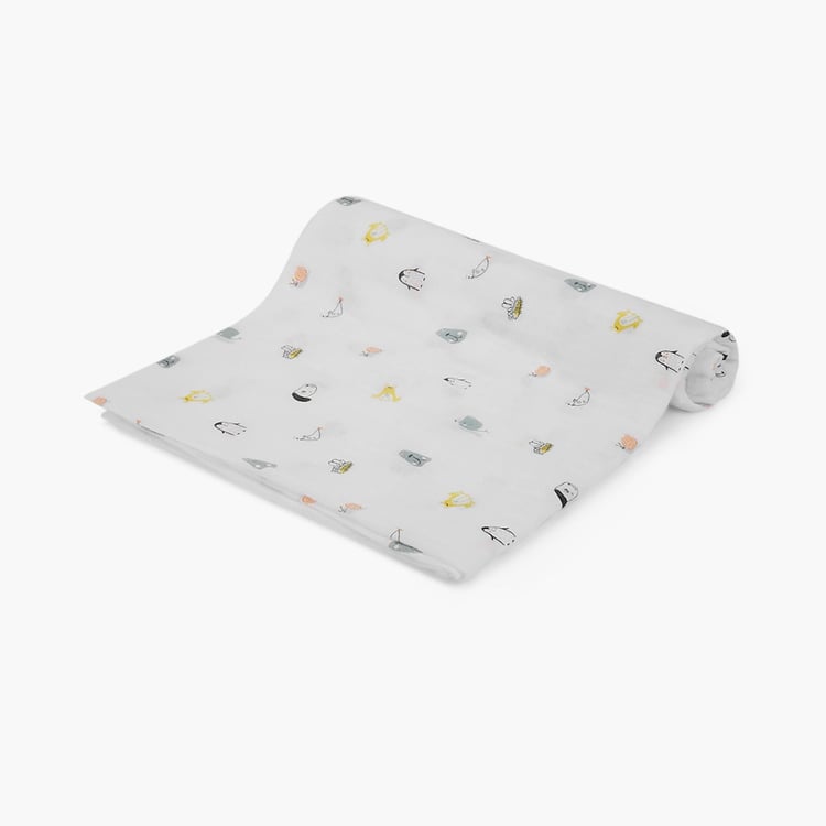 PORTICO Little Peaches Cotton Set of 2 Printed Swaddles