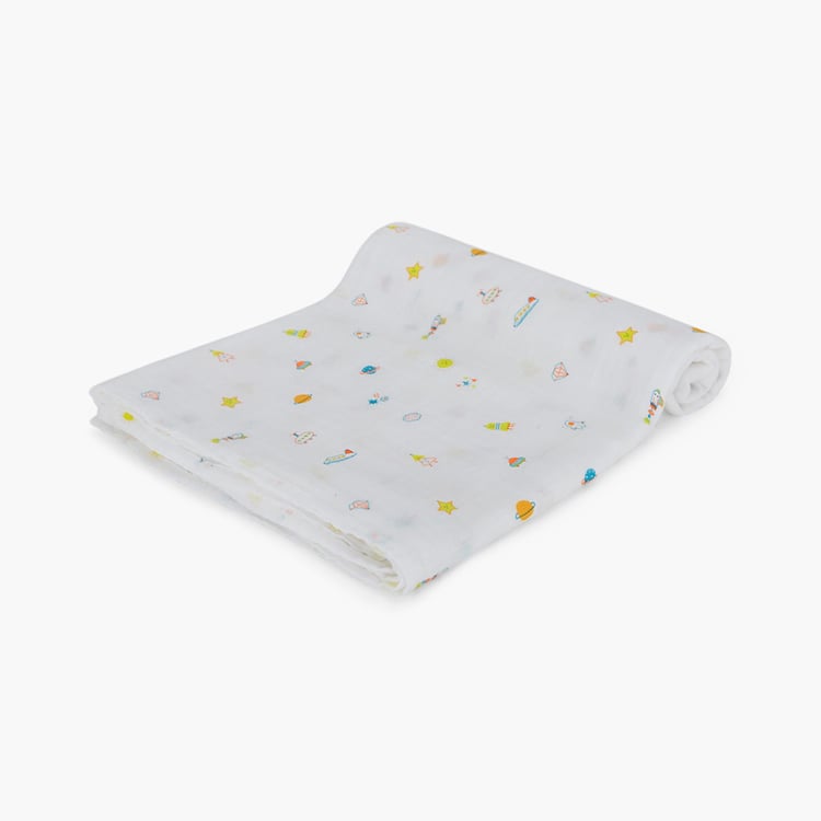 PORTICO Little Peaches Cotton Set of 2 Printed Swaddles