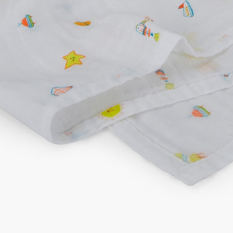 PORTICO Little Peaches Cotton Set of 2 Printed Swaddles