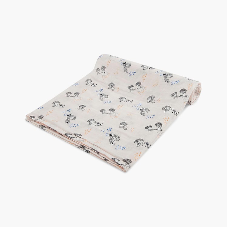 PORTICO Little Peaches Cotton Set of 2 Printed Swaddles