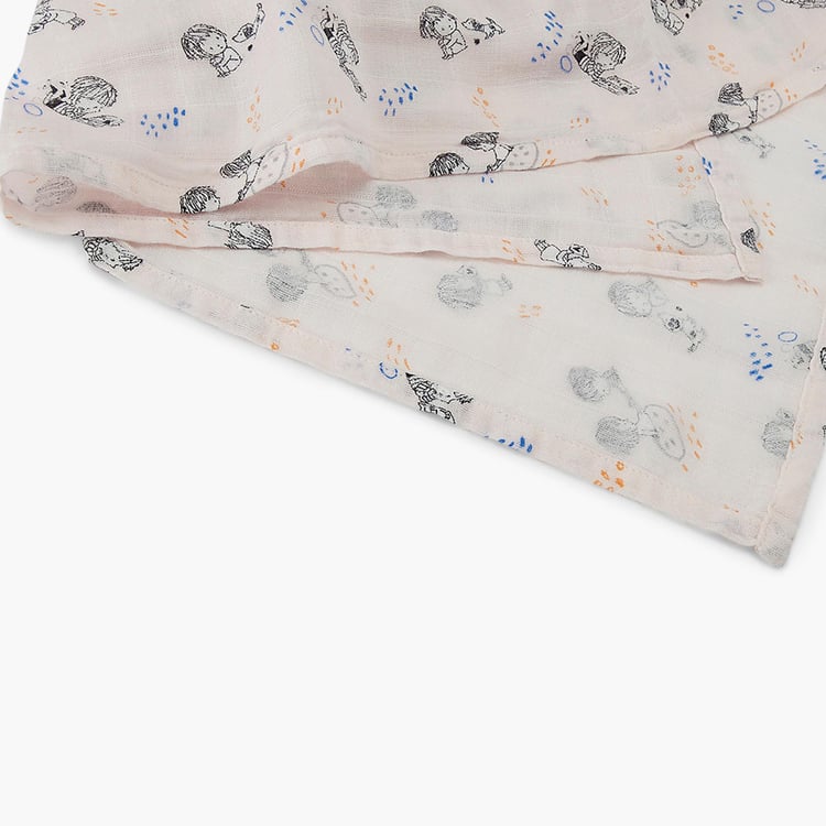 PORTICO Little Peaches Cotton Set of 2 Printed Swaddles