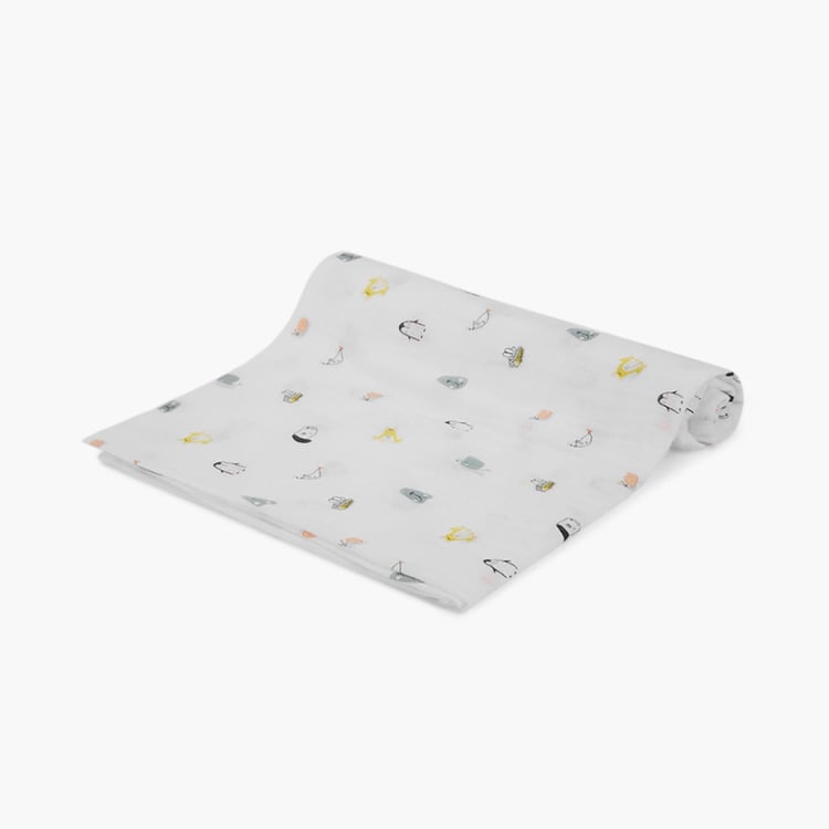 PORTICO Little Peaches Cotton Set of 4 Printed Swaddles