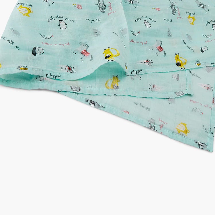 PORTICO Little Peaches Cotton Set of 4 Printed Swaddles