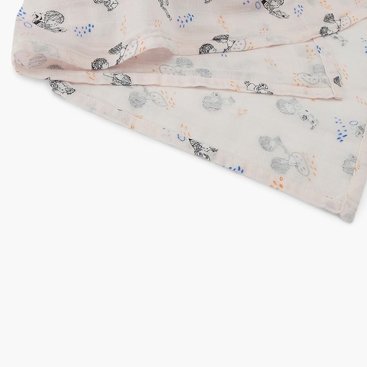 PORTICO Little Peaches Cotton Set of 4 Printed Swaddles