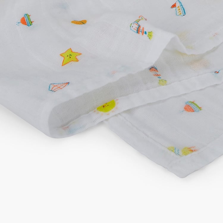 PORTICO Little Peaches Cotton Set of 4 Printed Swaddles